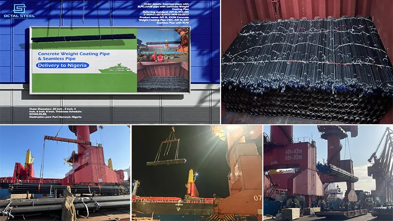 API 5L X52M Concrete Weight Coating Pipe CWC API 5L X52 Seamless Pipe with 3LPE Delivery to Nigeria API 5L X52M Concrete Weight Coating Pipe CWC API 5L X52 Seamless Pipe with 3LPE Delivery to Nigeria